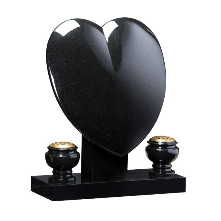 Cushioned Heart and Vases Headstone image 1