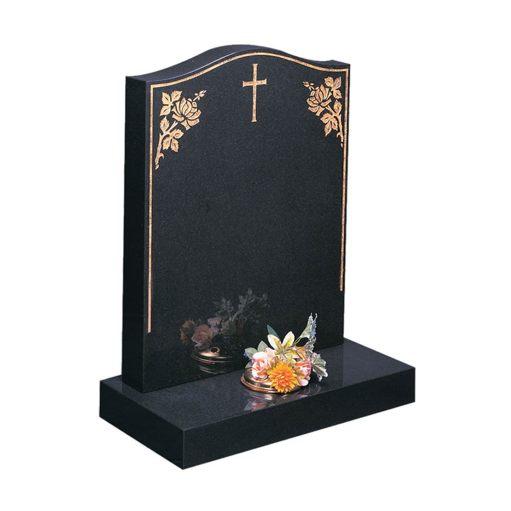 GHS45 Headstone With Keyline Roses And Cross Memorials Of Distinction