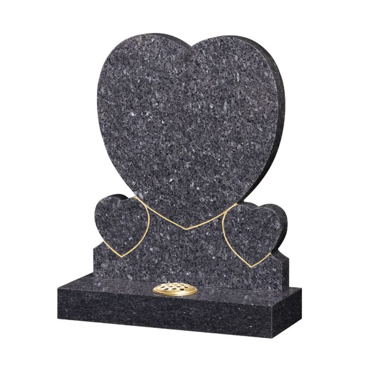 Triple Heart Carved Headstone