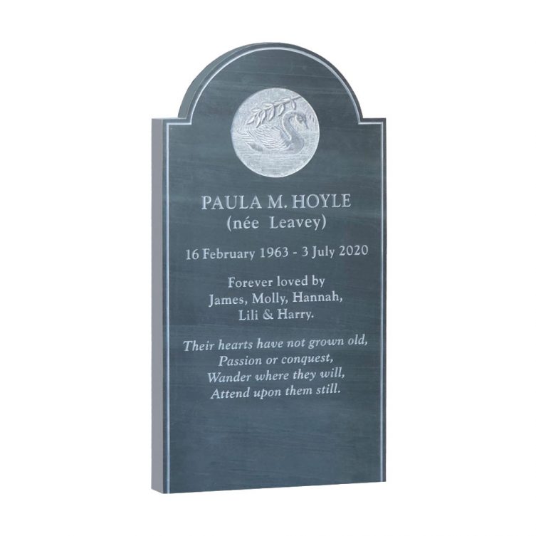 Monolith Headstone with Swan Carving image 1