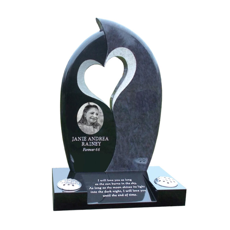 Two Tone Headstone with Heart image 1