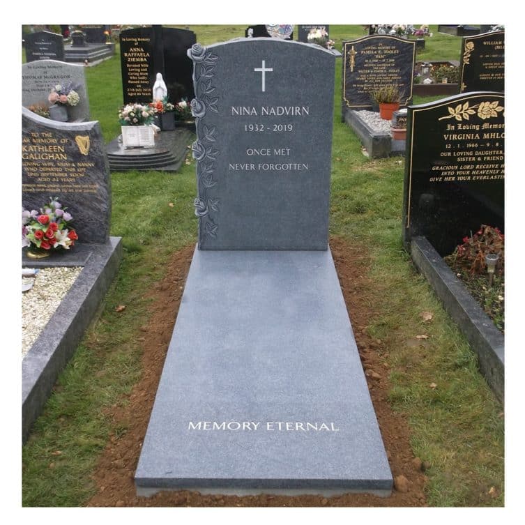 Bespoke Carved Rose Headstone with Ledger Slab